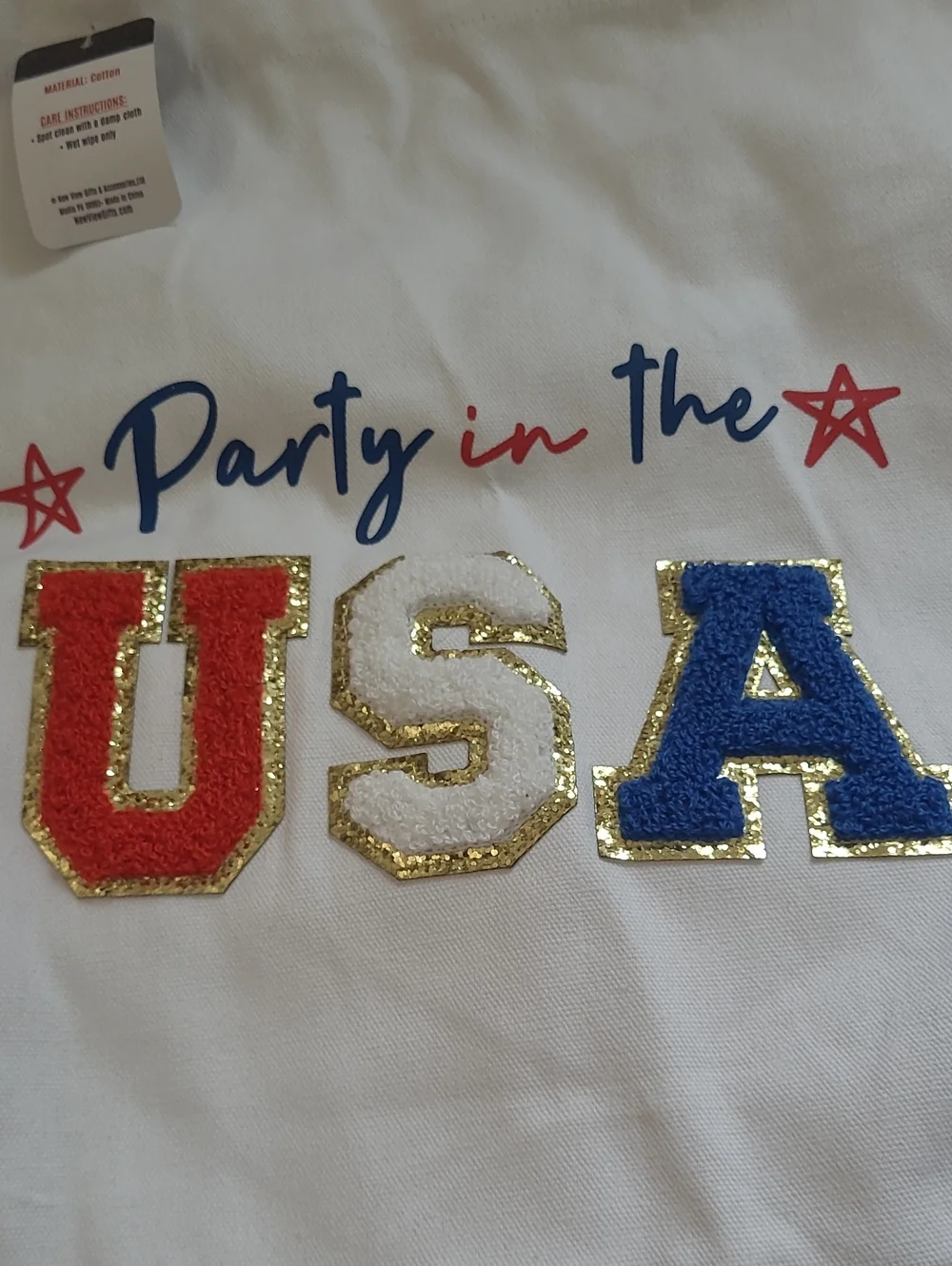 Unbranded White Canvas 'Party in the USA' Tote Bag - Red, White & Blue